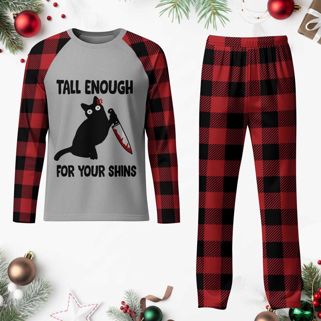 Tall Enough For Your Shins Plaid Pajama Set Funny Cat Sarcastic Meme TS14 Buffalo Plaid Print Your Wear