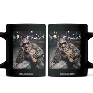 Bigfoot Drinking Iced Coffee Coffee Mug Funny Sasquatch Streetwear TS14 Black Print Your Wear