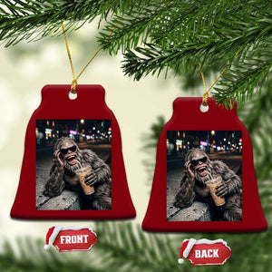 Bigfoot Drinking Iced Coffee Ceramic Ornament Funny Sasquatch Streetwear TS14 Print Your Wear