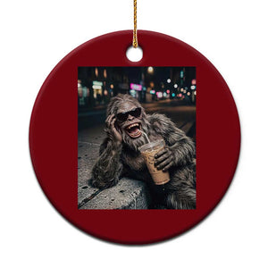 Bigfoot Drinking Iced Coffee Ceramic Ornament Funny Sasquatch Streetwear TS14 1pc Red Print Your Wear