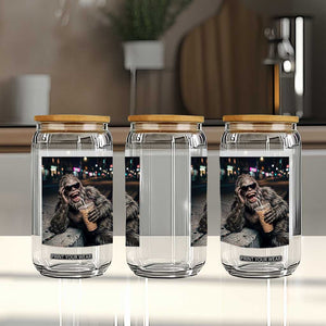 Bigfoot Drinking Iced Coffee Glass Can Funny Sasquatch Streetwear TS14 Print Your Wear