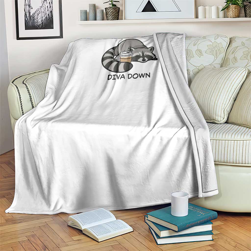 Diva Down Throw Blanket Funny Raccoon Relaxed TS14 Print Your Wear