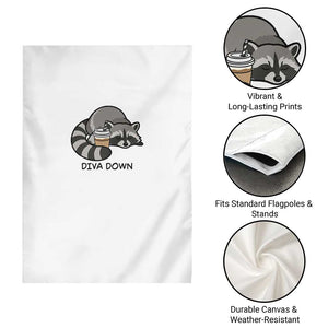 Diva Down Garden Flag Funny Raccoon Relaxed TS14 Print Your Wear