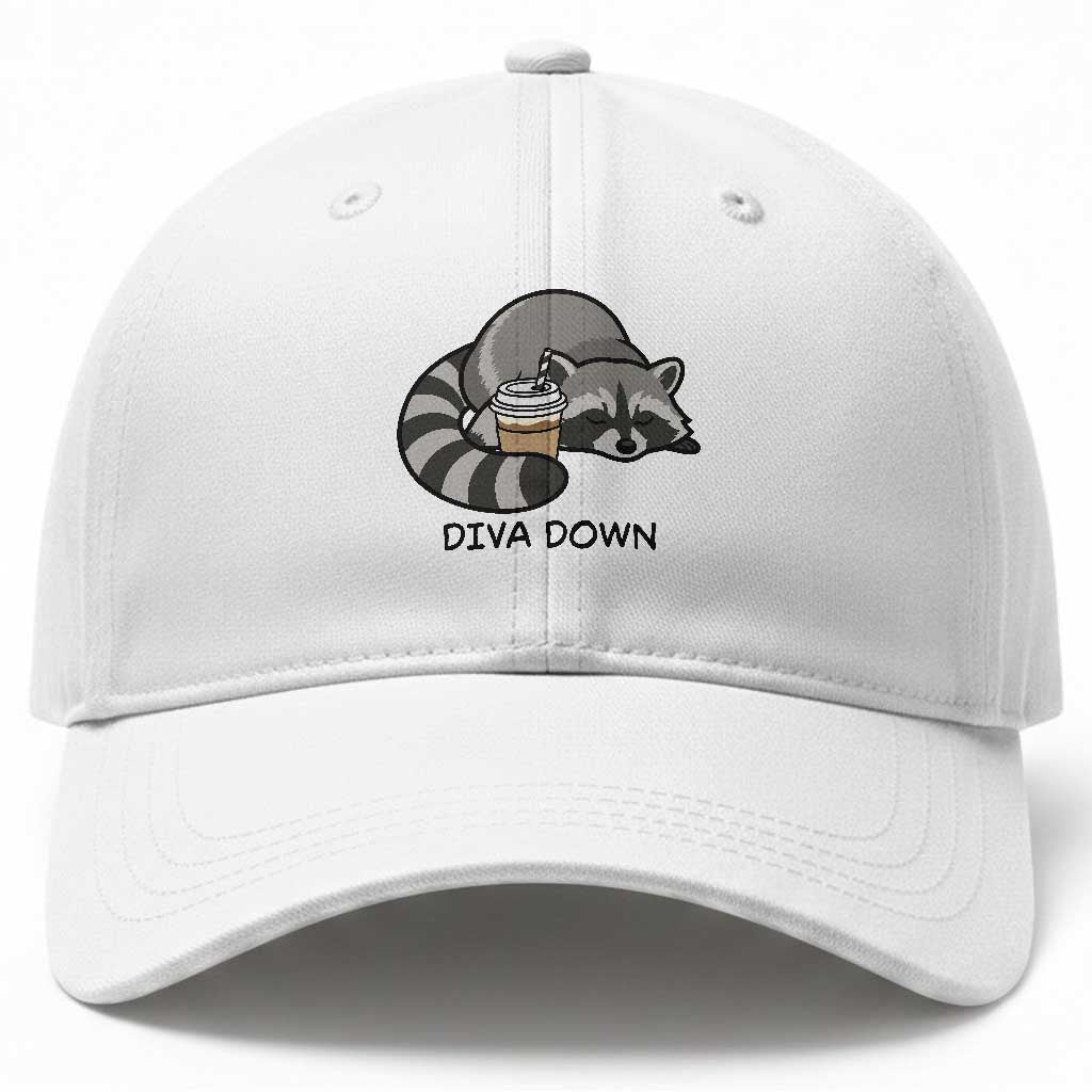 Diva Down Baseball Cap Funny Raccoon Relaxed TS14 Print Your Wear