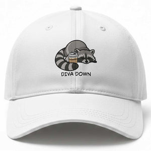 Diva Down Baseball Cap Funny Raccoon Relaxed TS14 Print Your Wear