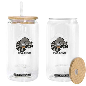 Diva Down Glass Can Funny Raccoon Relaxed TS14 Print Your Wear