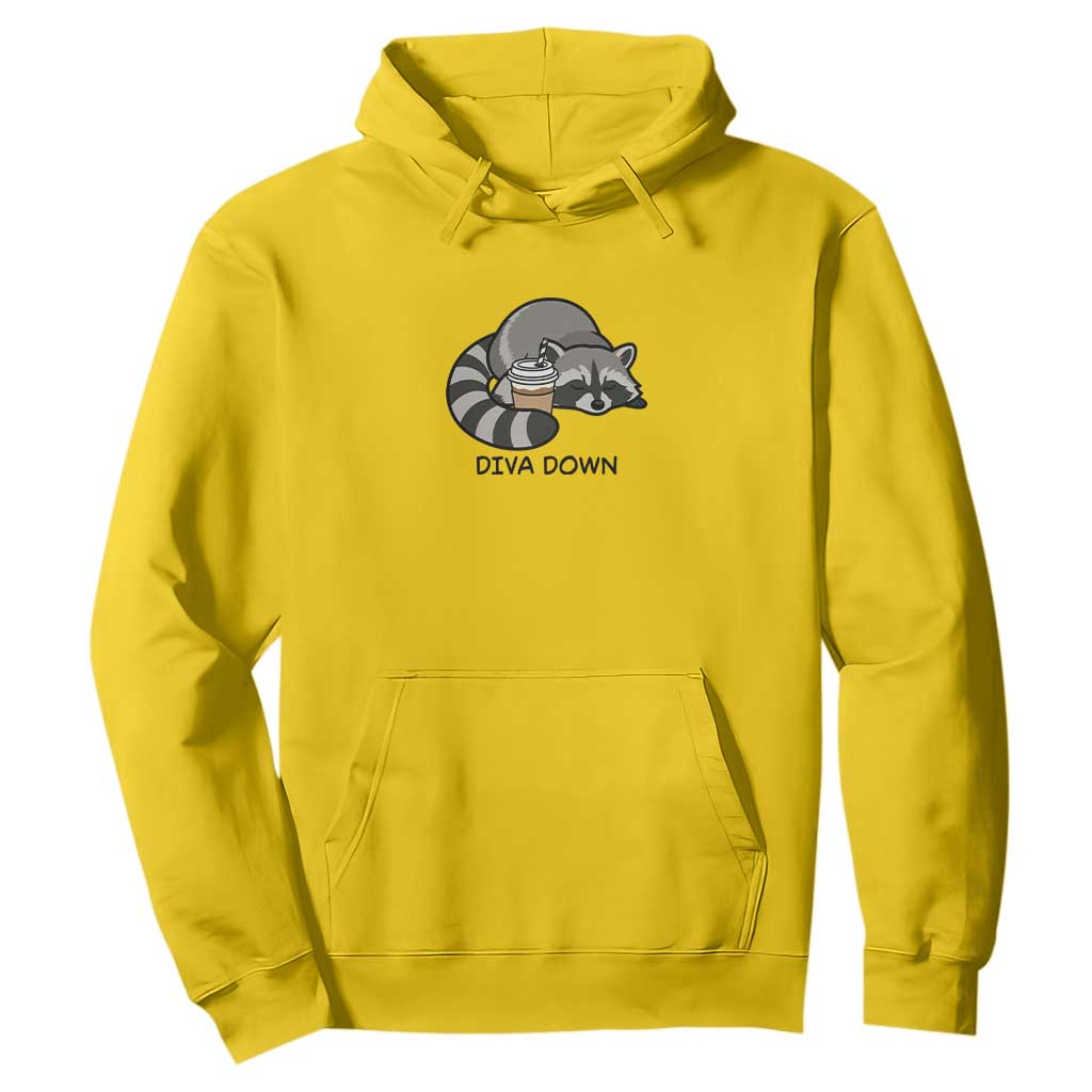 Diva Down Hoodie Funny Raccoon Relaxed TS14 Daisy Print Your Wear