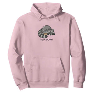 Diva Down Hoodie Funny Raccoon Relaxed TS14 Light Pink Print Your Wear