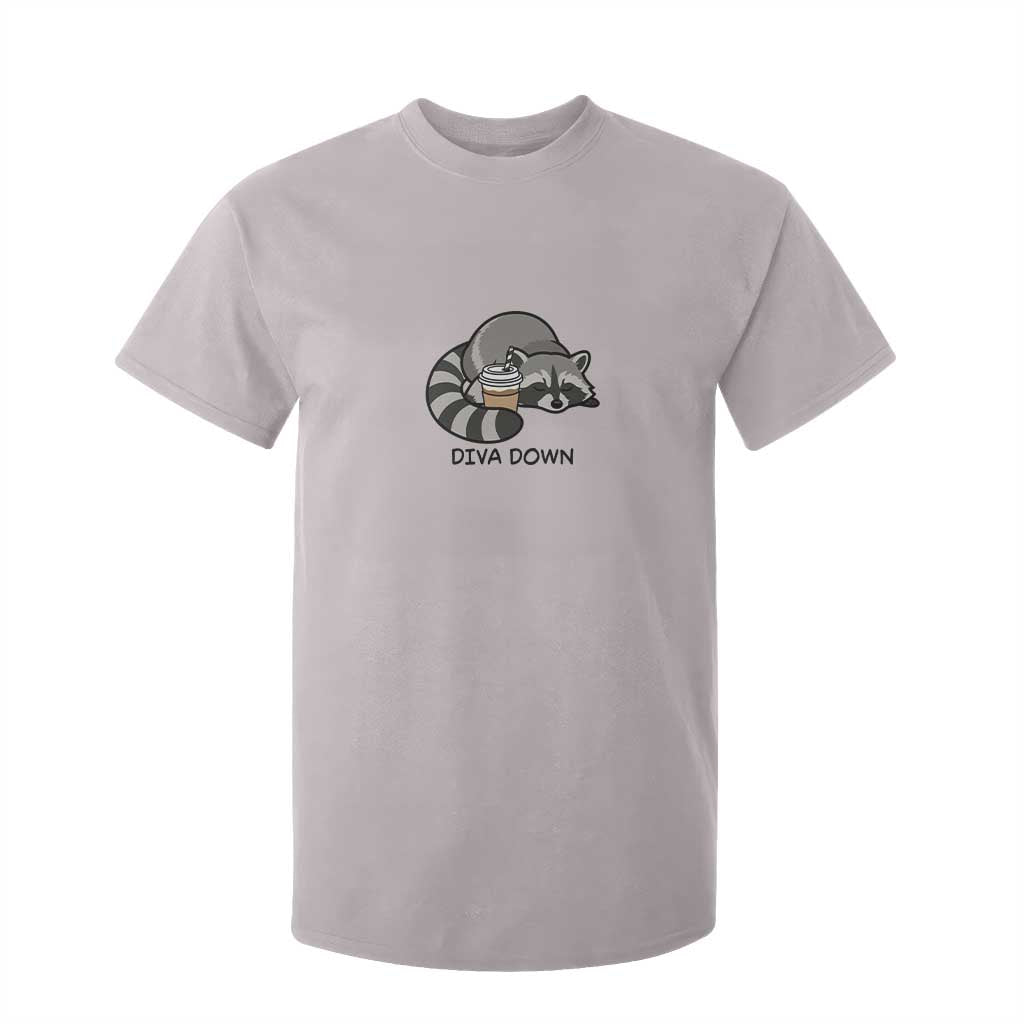 Diva Down T Shirt For Kid Funny Raccoon Relaxed TS14 Ice Gray Print Your Wear