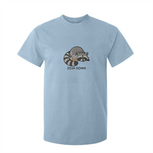 Diva Down T Shirt For Kid Funny Raccoon Relaxed TS14 Light Blue Print Your Wear