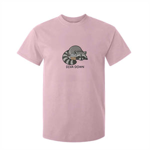 Diva Down T Shirt For Kid Funny Raccoon Relaxed TS14 Light Pink Print Your Wear