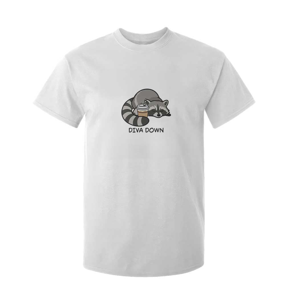 Diva Down T Shirt For Kid Funny Raccoon Relaxed TS14 White Print Your Wear