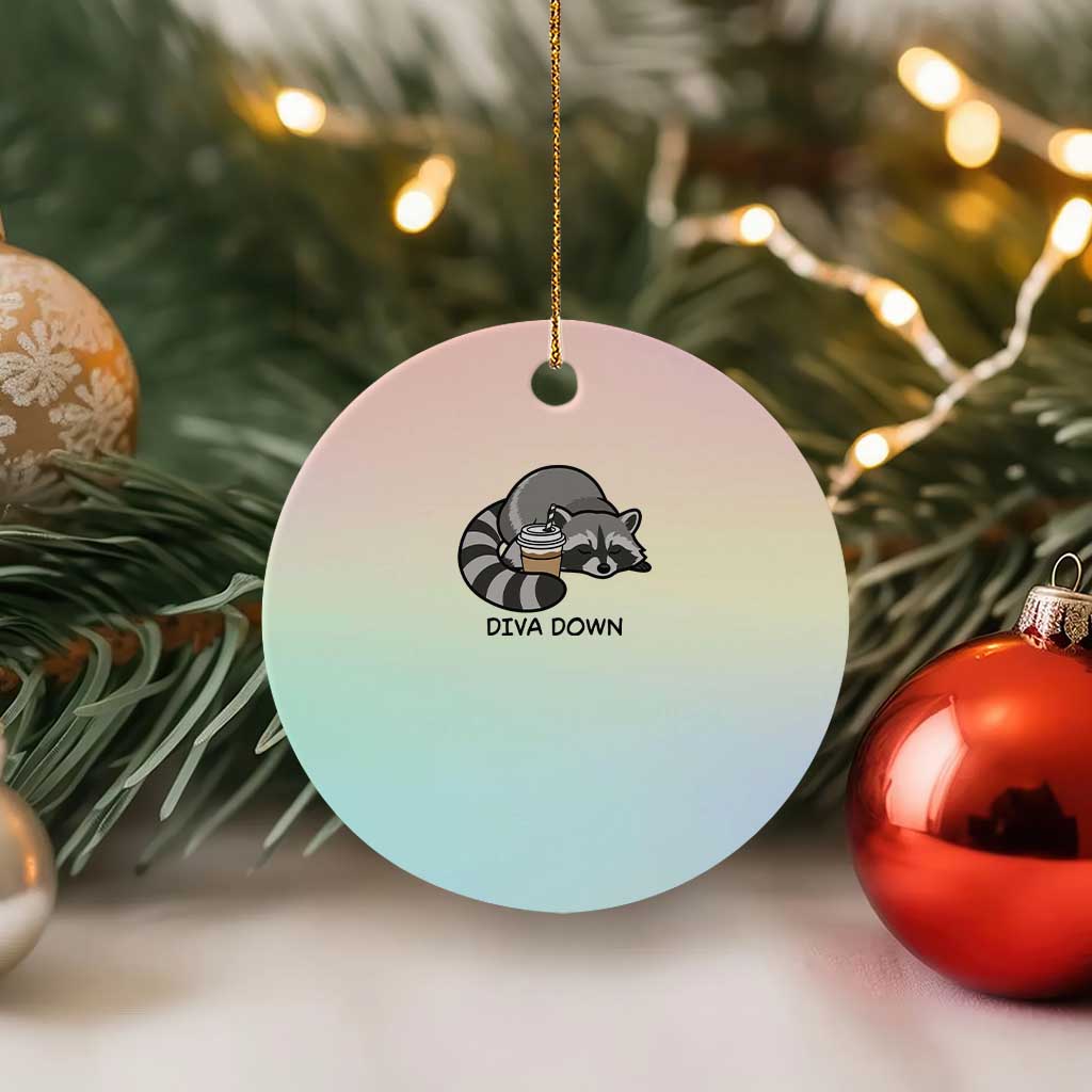 Diva Down Ceramic Ornament Funny Raccoon Relaxed TS14 1pc Pastel Print Your Wear