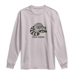 Diva Down Long Sleeve Shirt Funny Raccoon Relaxed TS14 Ice Gray Print Your Wear