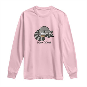 Diva Down Long Sleeve Shirt Funny Raccoon Relaxed TS14 Light Pink Print Your Wear
