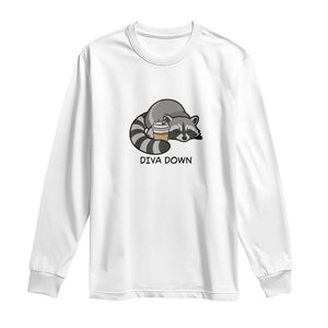 Diva Down Long Sleeve Shirt Funny Raccoon Relaxed TS14 White Print Your Wear