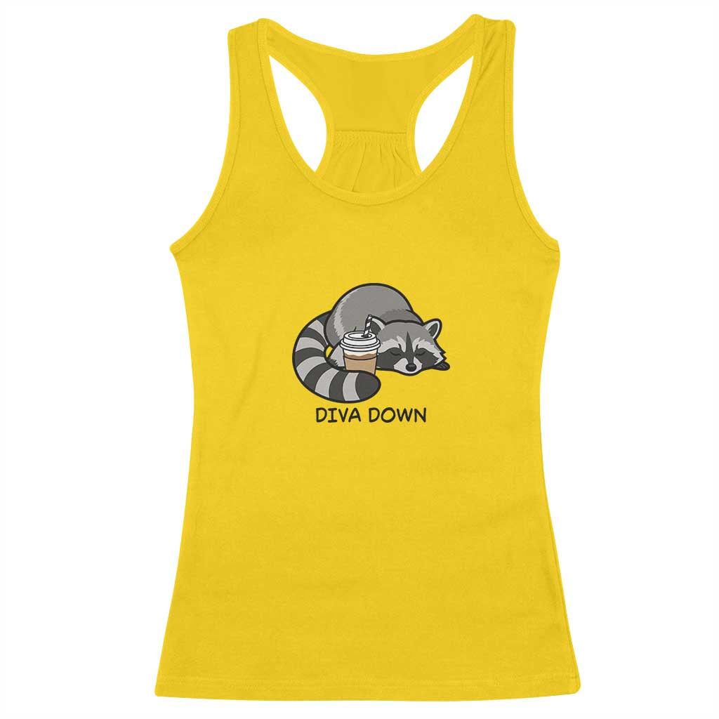 Diva Down Racerback Tank Top Funny Raccoon Relaxed TS14 Daisy Print Your Wear