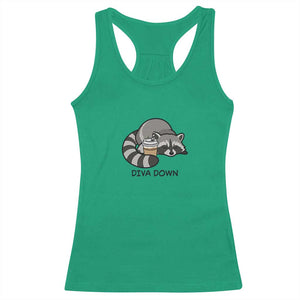 Diva Down Racerback Tank Top Funny Raccoon Relaxed TS14 Irish Green Print Your Wear