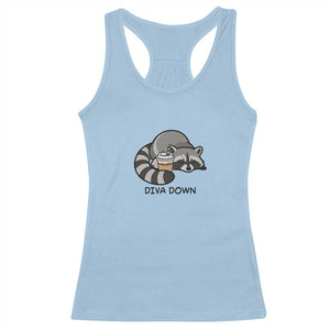 Diva Down Racerback Tank Top Funny Raccoon Relaxed TS14 Light Blue Print Your Wear