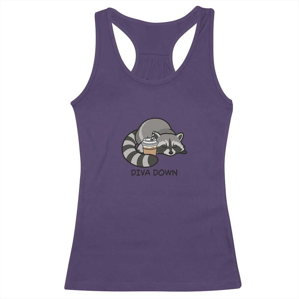 Diva Down Racerback Tank Top Funny Raccoon Relaxed TS14 Purple Print Your Wear