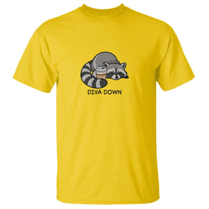 Diva Down T Shirt Funny Raccoon Relaxed TS14 Daisy Print Your Wear