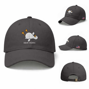 Diva Down Silly Goose Baseball Cap Funny Sarcastic Animal Meme TS14 Baseball Cap Universal Fit Dark Gray Print Your Wear