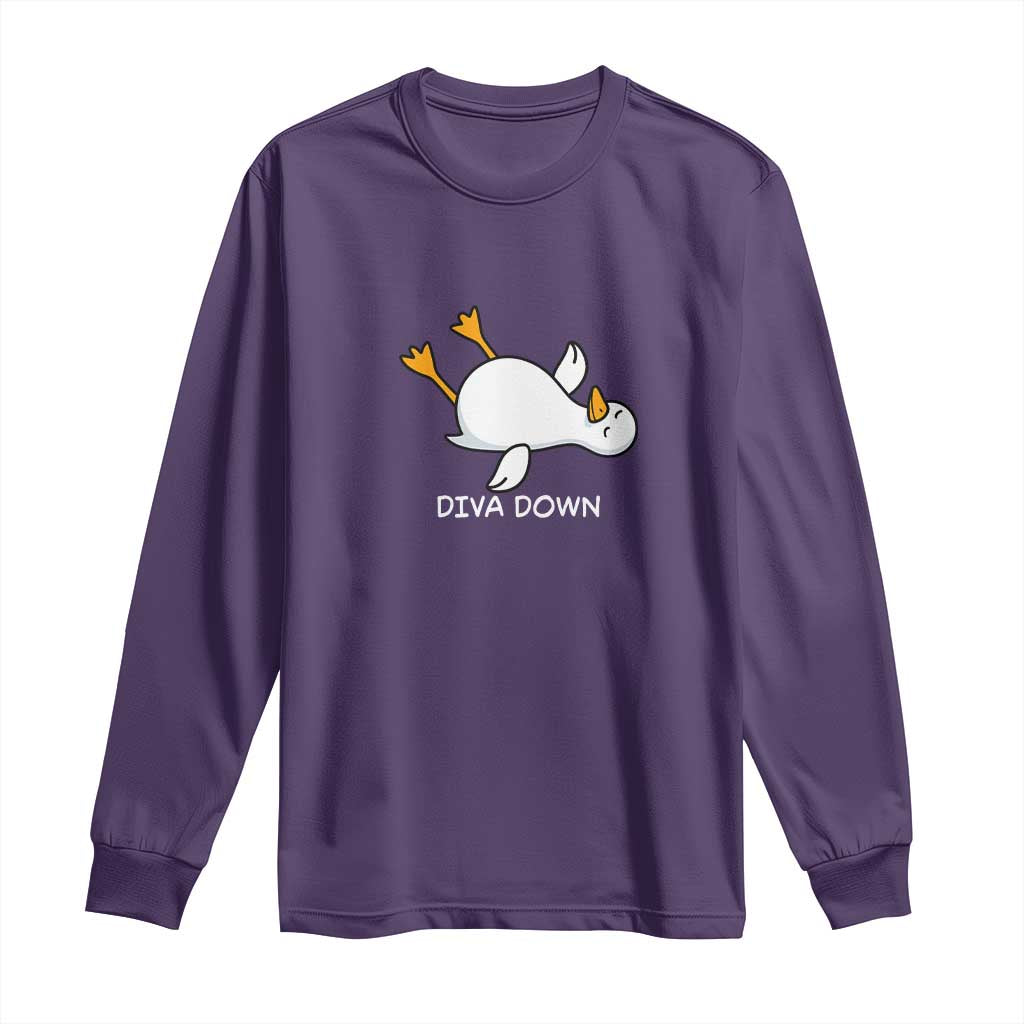 Diva Down Silly Goose Long Sleeve Shirt Funny Sarcastic Animal Meme TS14 Purple Print Your Wear