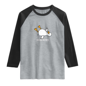Diva Down Silly Goose Raglan Shirt Funny Sarcastic Animal Meme TS14 Heather Gray Black Print Your Wear