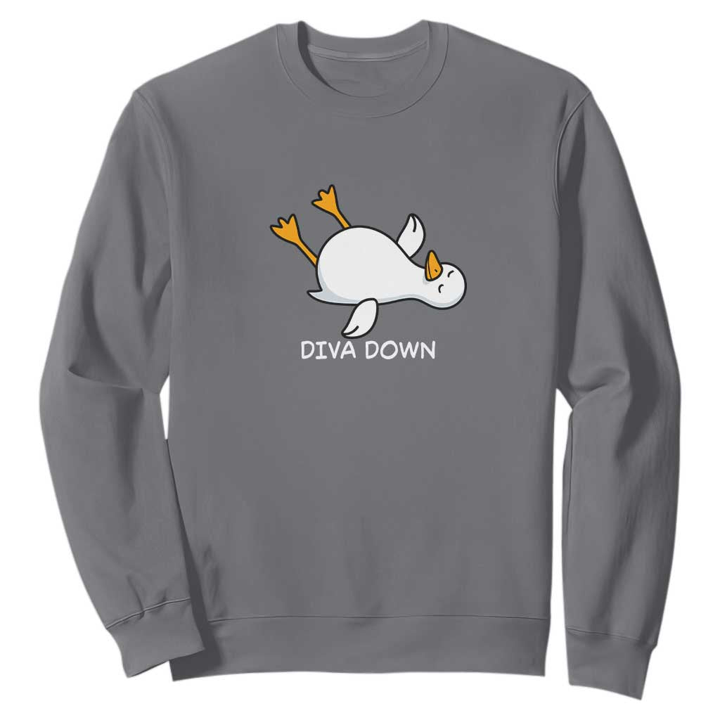 Diva Down Silly Goose Sweatshirt Funny Sarcastic Animal Meme TS14 Charcoal Print Your Wear