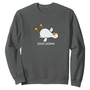 Diva Down Silly Goose Sweatshirt Funny Sarcastic Animal Meme TS14 Dark Heather Print Your Wear