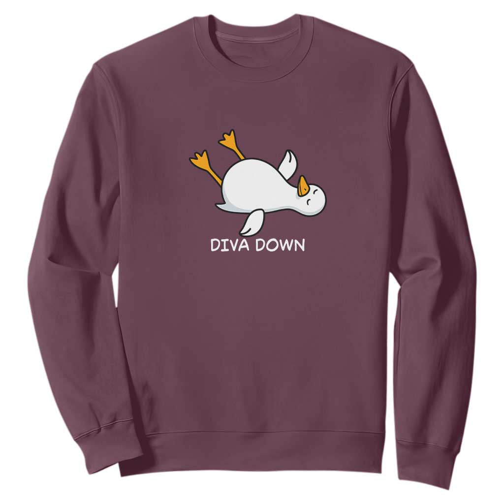Diva Down Silly Goose Sweatshirt Funny Sarcastic Animal Meme TS14 Maroon Print Your Wear