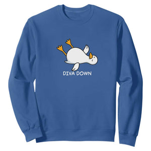 Diva Down Silly Goose Sweatshirt Funny Sarcastic Animal Meme TS14 Royal Blue Print Your Wear
