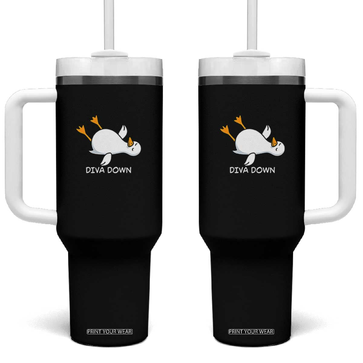 Diva Down Silly Goose Tumbler With Handle Funny Sarcastic Animal Meme TS14 One Size: 40 oz Black Print Your Wear