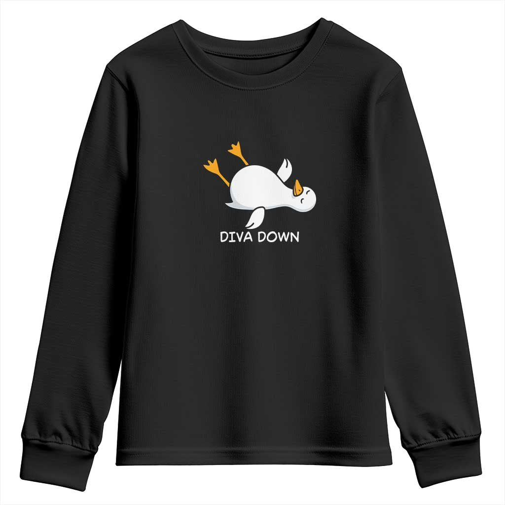 Diva Down Silly Goose Youth Sweatshirt Funny Sarcastic Animal Meme TS14 Black Print Your Wear