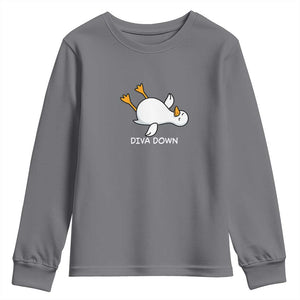 Diva Down Silly Goose Youth Sweatshirt Funny Sarcastic Animal Meme TS14 Charcoal Print Your Wear