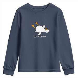 Diva Down Silly Goose Youth Sweatshirt Funny Sarcastic Animal Meme TS14 Navy Print Your Wear