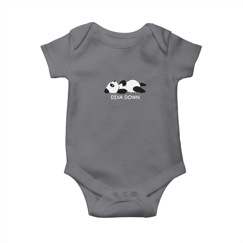 Diva Down Baby Onesie Funny Lazy Panda Meme TS14 Charcoal Print Your Wear