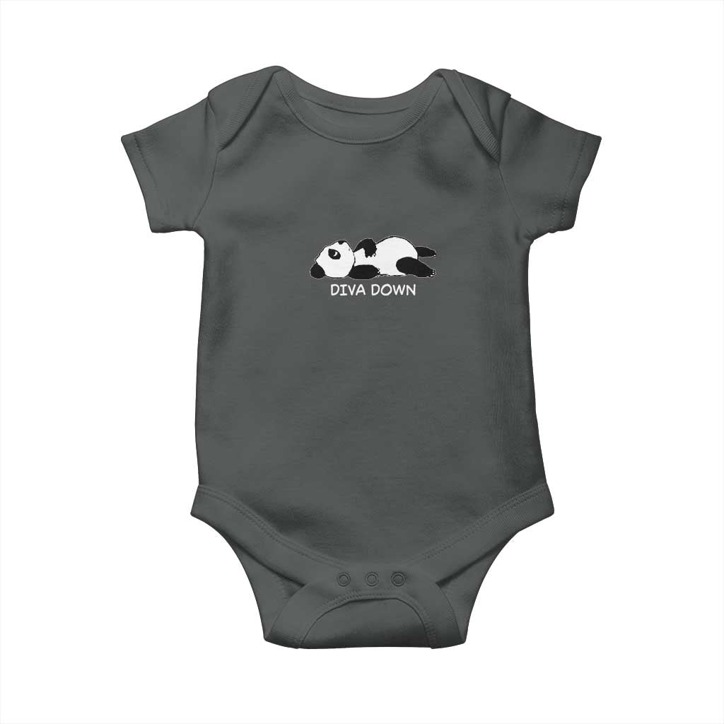 Diva Down Baby Onesie Funny Lazy Panda Meme TS14 Dark Heather Print Your Wear