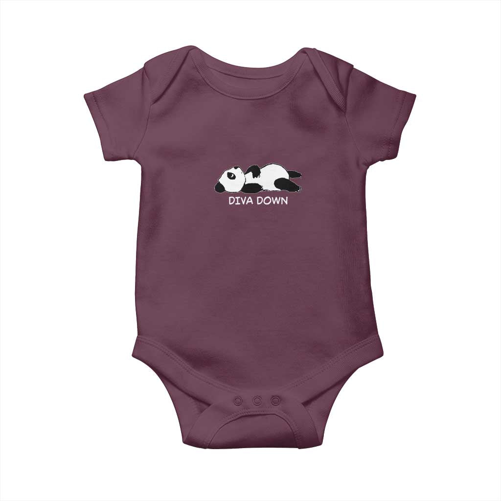 Diva Down Baby Onesie Funny Lazy Panda Meme TS14 Maroon Print Your Wear