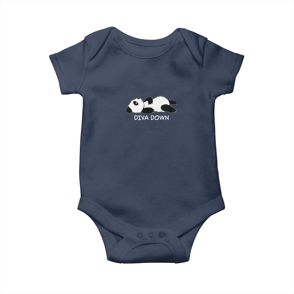 Diva Down Baby Onesie Funny Lazy Panda Meme TS14 Navy Print Your Wear