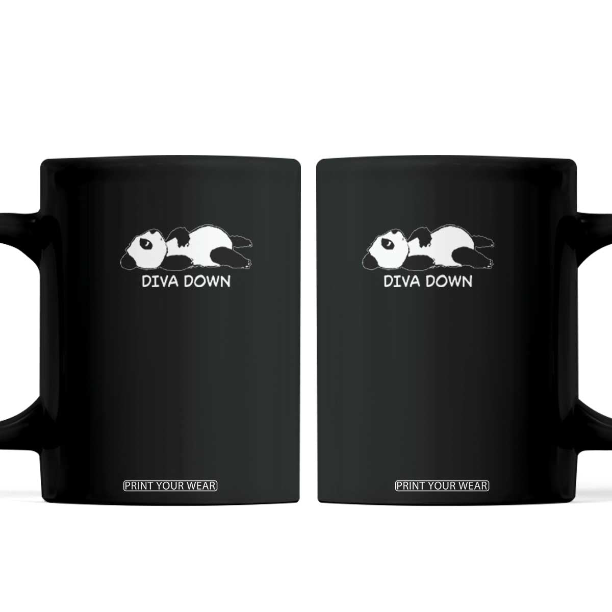 Diva Down Coffee Mug Funny Lazy Panda Meme TS14 Black Print Your Wear