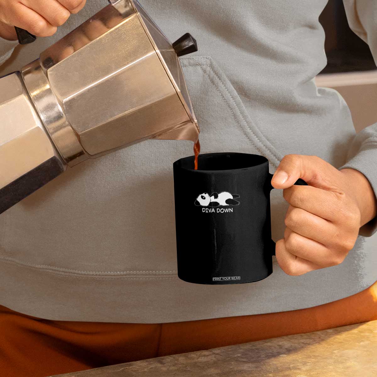 Diva Down Coffee Mug Funny Lazy Panda Meme TS14 Print Your Wear