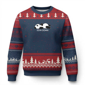 Diva Down Ugly Christmas Sweater Funny Lazy Panda Meme TS14 Navy Red Print Your Wear