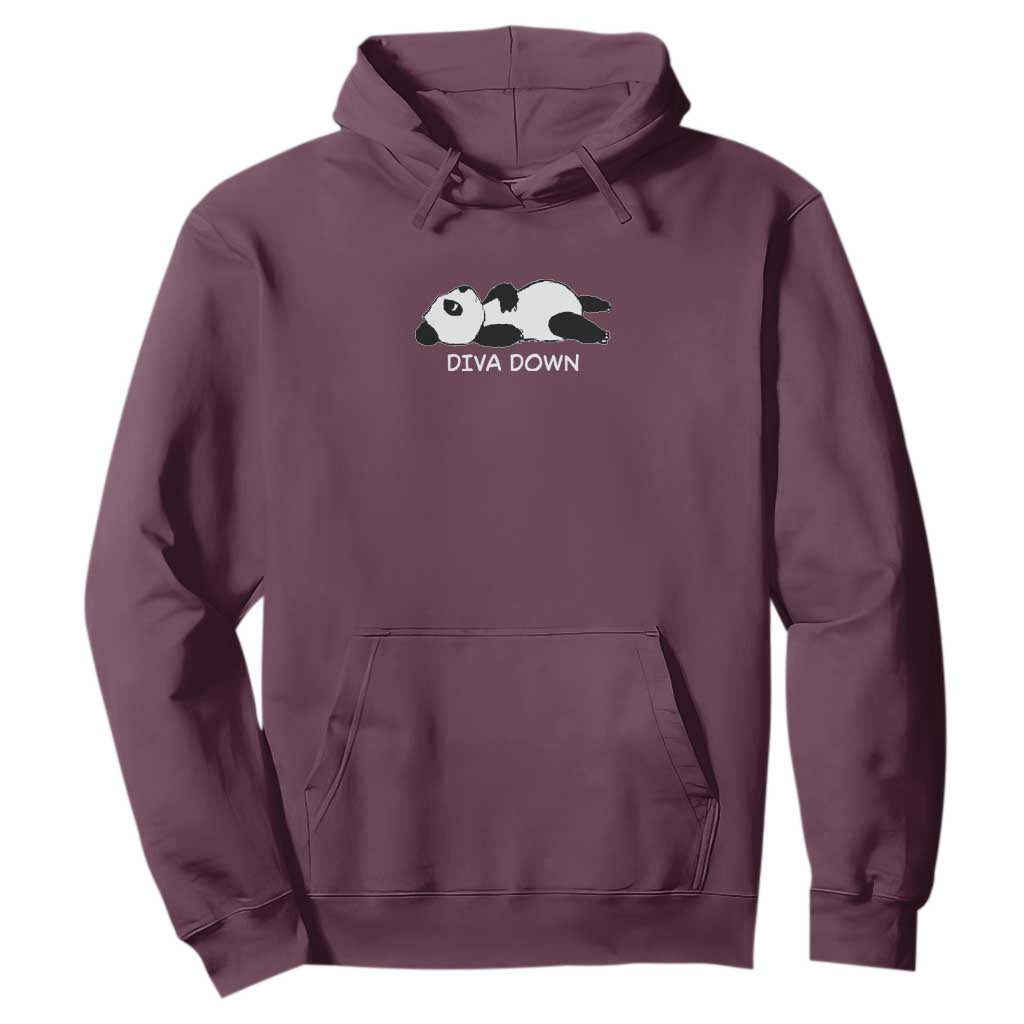 Diva Down Hoodie Funny Lazy Panda Meme TS14 Maroon Print Your Wear