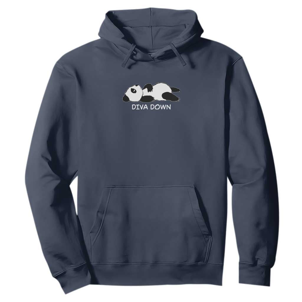 Diva Down Hoodie Funny Lazy Panda Meme TS14 Navy Print Your Wear