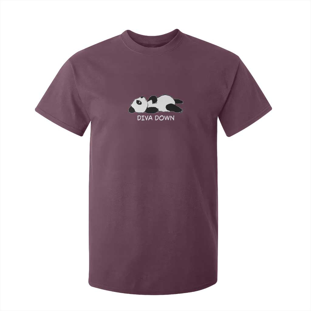 Diva Down T Shirt For Kid Funny Lazy Panda Meme TS14 Maroon Print Your Wear