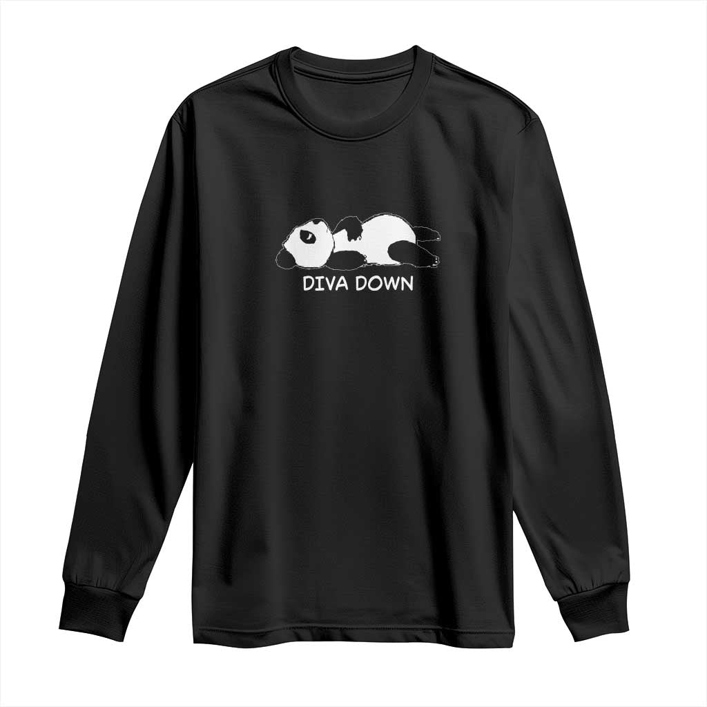 Diva Down Long Sleeve Shirt Funny Lazy Panda Meme TS14 Black Print Your Wear