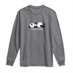 Diva Down Long Sleeve Shirt Funny Lazy Panda Meme TS14 Charcoal Print Your Wear