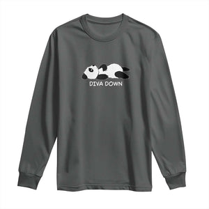 Diva Down Long Sleeve Shirt Funny Lazy Panda Meme TS14 Dark Heather Print Your Wear