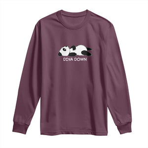 Diva Down Long Sleeve Shirt Funny Lazy Panda Meme TS14 Maroon Print Your Wear